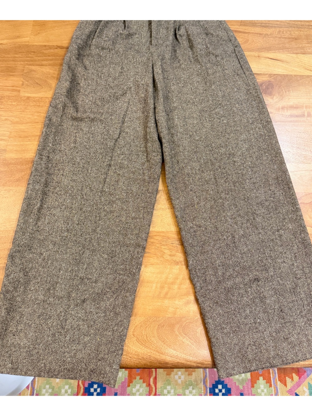 Banana Republic Brown Tweed Wide-Leg High Waist Pleated Pants - Size 2 Petite